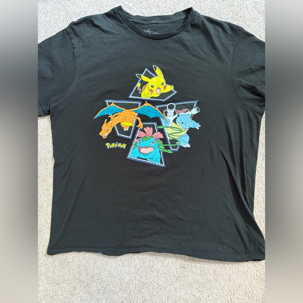 Pokemon Black Tee with Colorful Characters